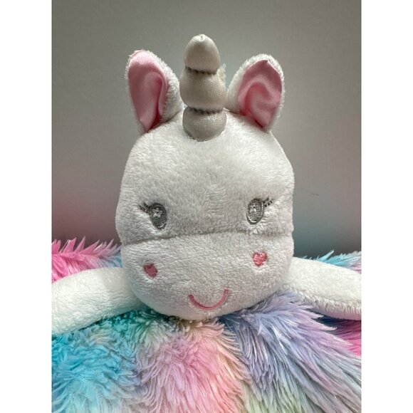 Unicorn Rainbow Pastel Baby Security Blanket 12" Satin Back By Baby Starters - Picture 2 of 7